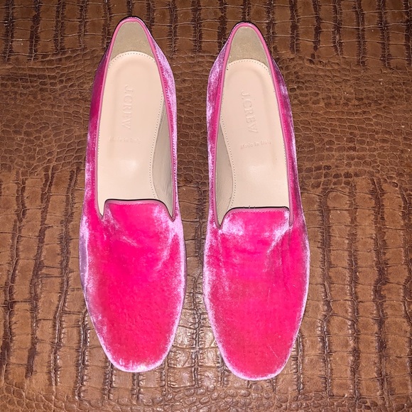 J. Crew Shoes - J Crew Pink Velvet Shoes Size 10